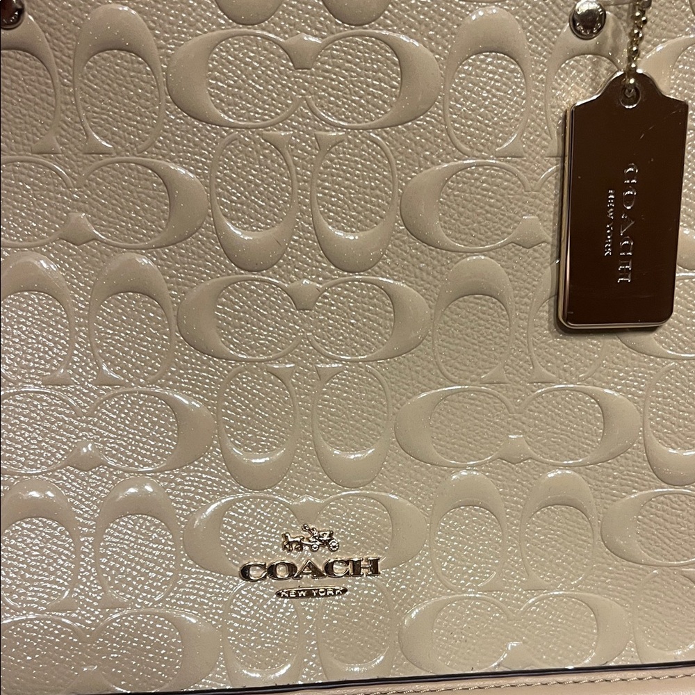 Coach Cream Embossed Satchel - Picture 7 of 11